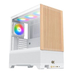 Caja gaming Xigmatek Endorphin WD blanca con frontal de madera, cristal templado y ARGB