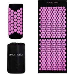 Akumata Esterilla larga de acupresión con almohada Masajeador de cuerpo entero 1 un. Black and Pink