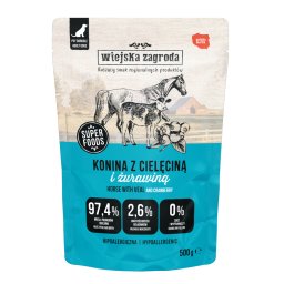 Wiejska Zagroda comida húmeda para perros adultos 3 x 500 g - Pack Ahorro - Carne de caballo con carne de ternera
