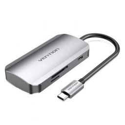 Docking Vention TNHHB USB-C 3xUSB 3.0 PD 100W Lector SD MicroSD Gris 0.15m