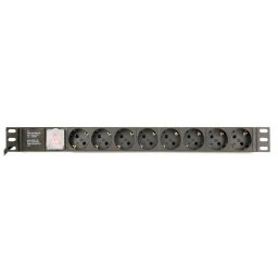 PDU Gembird EG-PDU-014-C14 1U Aluminio Negro 8 salidas AC C14 3m 16A