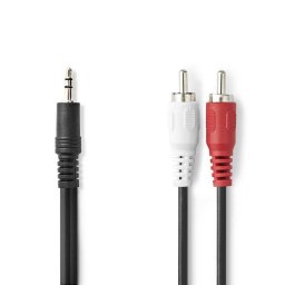 Cable de audio Nedis CAGL22200BK100 conector 3,5 mm a 2 RCA macho 10 m negro