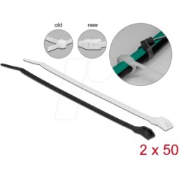 DELOCK 19500 - Bridas de cable con cabeza plana L 370 x W 7,6 mm 100 piezas