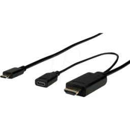ROLINE 11045950 - Cable, USB-C > HDMI, PD, 4K 60Hz, negro, St./St.+Bu. 1 m..