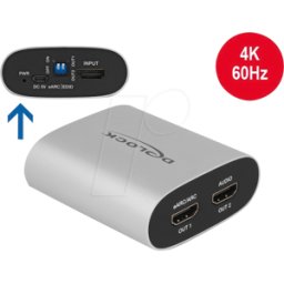 DELOCK 63332 - Extractor de audio HDMI, 4K 60 Hz, eARC