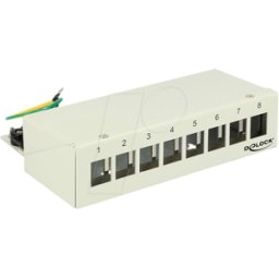 DELOCK 43336 - Keystone Patch Panel, 8 puertos, escritorio, gris