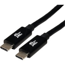 ROLINE 11029087 - Cable USB 40 Gb/s, C macho a C macho, 240W, negro, 2 m.