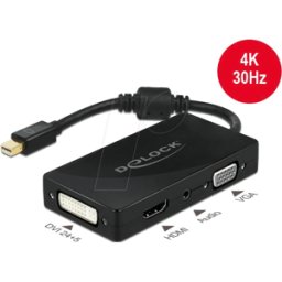 DELOCK 62073 - Adaptador DisplayPort, conector Mini DP a VGA / HDMI / DVI