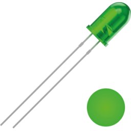 QUADRIOS QUAD 2111O157 - LED, 5 mm, con cable, verde, 2500 mcd, 30°.