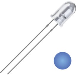 QUADRIOS QUAD 2111O180 - LED de 5 mm con cable, azul, 2500 mcd, 25°.