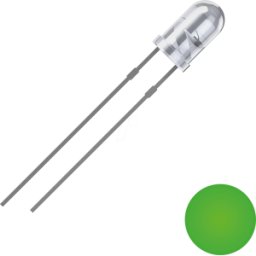 QUADRIOS QUAD 2111O176 - LED de 3 mm con cable, verde, 8000 mcd, 25°.