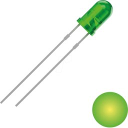 QUADRIOS QUAD 2111O153 - LED, 3 mm, con cable, amarillo-verde, 700 mcd, 30°.