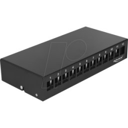 DELOCK 43415 - Keystone Patch Panel de 12 puertos negro