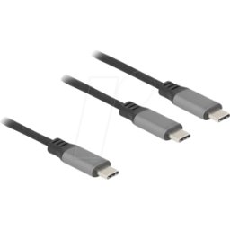 DELOCK 81271 - Cable de carga, 2en1, C a 2x C, 100 W, división de corriente, 1,