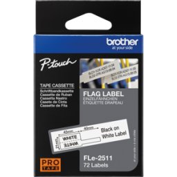 BROTHER P-TOUCH FLE2511 - Etiquetas de una sola bandera, negro sobre blanco, 21 x 45 mm