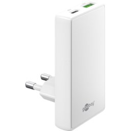 GOOBAY 75720 - Cargador USB, 45 W, 1x USB-C 1x USB-A, 90° plano, blanco