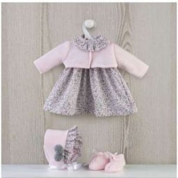 VESTIDO LEO FLORES GRISES CON CHAQUETA ROSA - ASI