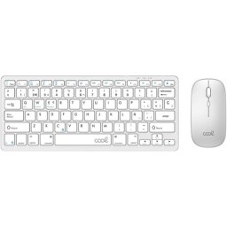 Teclado y Ratón Bluetooth Cool Mobility compacto inalámbrico Layout Español para PC y Tablet, color blanco