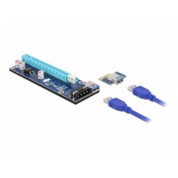Tarjeta Riser DeLock 41430 PCIe x1 a x16 con cable USB 60 cm y alimentación SATA