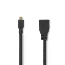 Cable HDMI Nedis CVGP34790BK02 Micro Macho a HDMI Hembra 0,2 m 4K 3D Negro