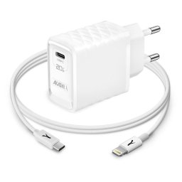 Cargador Akashi ALTACQC20LITWH 20W USB-A Quick Charge 3.0 Blanco con cable Lightning
