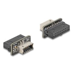 Cambiador de género DeLock 67238 USB 3.2 Gen 1 20-pin a USB Type-E negro y acero