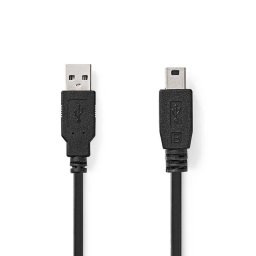 Cable USB Nedis CCGL60300BK20 2 m USB 2.0 Mini-USB B Negro