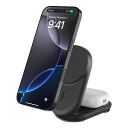 Cargador inalámbrico Belkin WIZ039KQBK Qi2 25 W 2 en 1 plegable y magnético
