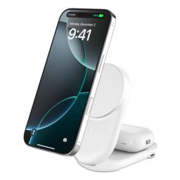 Cargador de dispositivos móviles Belkin WIZ039KQWH soporte plegable magnético Qi2 25 W blanco
