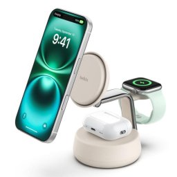 Cargador de dispositivos móviles Belkin WIZ040KQSD Qi2 3 en 1 UltraCharge Pro Arena 25 W