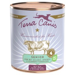Terra Canis Senior sin cereales 6 x 800 g - Carne de vacuno con apio, albaricoque y hierbas saludables