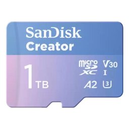 Tarjeta microSDXC Sandisk Creator SDSQXAV-1T00-GN6MS 1 TB UHS-I U3 190 MB/s Azul con adaptador SD