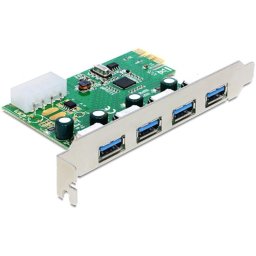 Tarjeta de Red DeLock 89363 PCI Express 4 Puertos USB 3.0 5 Gbps Alimentación Molex