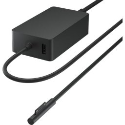 Cargador Microsoft W8Y-00002 65W para Surface, puerto USB adicional, negro