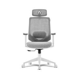 Silla de oficina Alpha Gamer Stella ergonómica mesh blanca y gris ajustable