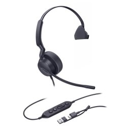 Auriculares Yealink UH42 Mono con cable USB-C/A para llamadas y música, diadema, control en cable, negro