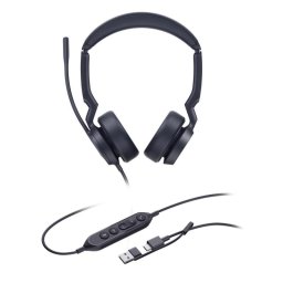 Auriculares Yealink UH44 Dual UC con cable USB-C/A para oficina y cancelación de ruido, negros