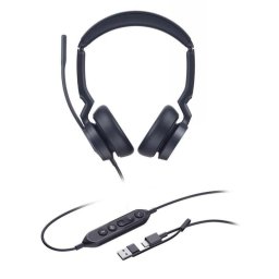 Auriculares Yealink UH46 Dual con cable USB-C/A para oficina con micrófono con cancelación de ruido negros