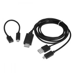 Cable de datos 1Life CB:MHL HDMI Micro-USB USB 1,8 m Negro con alimentación integrada