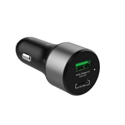 Cargador coche Crong CRG-PWRC-USBC63-BLK 63W doble puerto USB-C y USB-A carga rápida