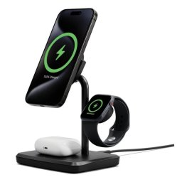 Cargador inalámbrico Cygnett CY5100BUNCP Qi2 3 en 1 carga rápida 15 W negro