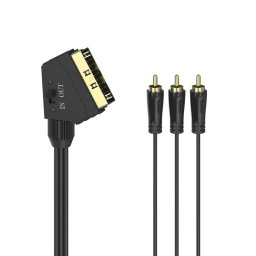 Cable euroconector Hama 00205156 1,5 m SCART a 3 x RCA macho oro negro