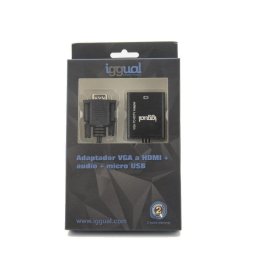 Adaptador de cable de vídeo IGGUAL IGG317297 VGA a HDMI con audio y microUSB 0,25 m