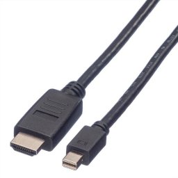 Adaptador de cable de vídeo VALUE 11.99.5791 Mini DisplayPort a HDMI 2 m Negro