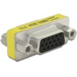 Cambiador de género para cables DELOCK VGA hembra a hembra Sub-D 15 amarillo