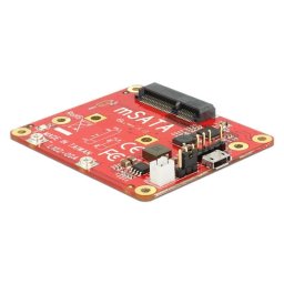 Convertidor DeLock 62648 Micro-USB a mSATA 6 Gbps Negro Rojo Raspberry Pi