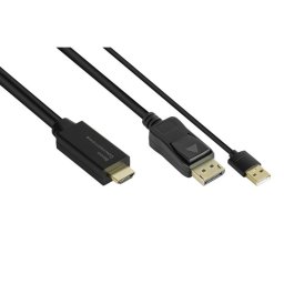 Adaptador de cable de vídeo Roline HDMI-DP020 2 m HDMI DisplayPort 4K Negro