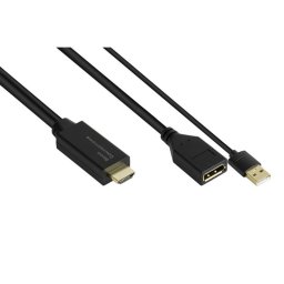 Adaptador de vídeo Alcasa HDMI-AD22 HDMI a DisplayPort 0,3 m negro