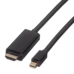 Adaptador de cable de vídeo ROLINE 11.04.5796 Mini DisplayPort a HDMI 2 m negro
