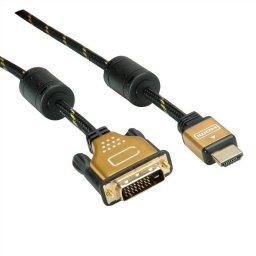 Adaptador de cable de vídeo ROLINE 11.04.5895 HDMI a DVI 10 m oro negro